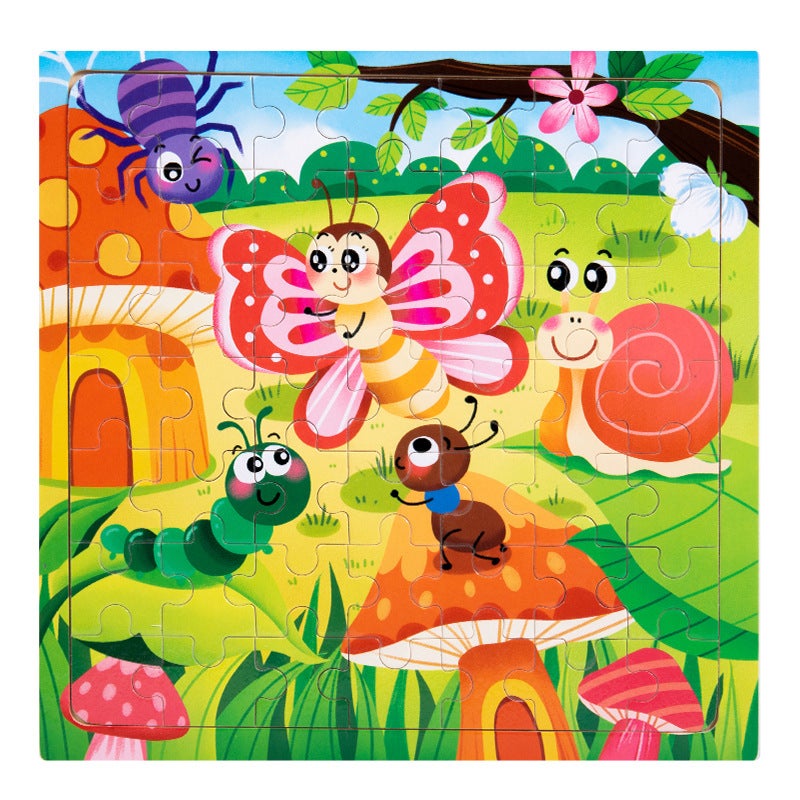 Wooden 49-Piece Scene Puzzle Children'S Early Education Puzzle Animal Dinosaur Traffic Cartoon Wooden Flat Puzzle Toy - Image 1